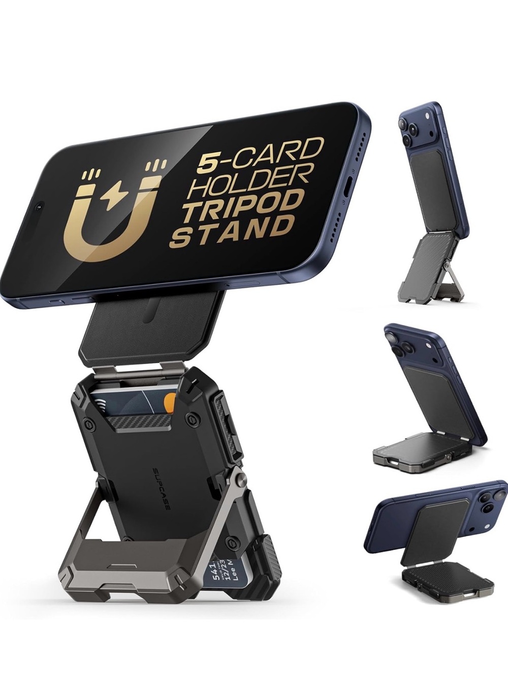 SUPCASE MagSafe IPhone Black Magnetic Cardholder Wallet With Stand